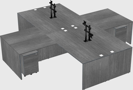 Quad l-shaped office desks