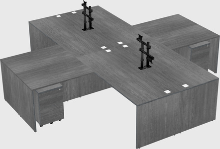 Quad l-shaped office desks