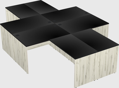 Quad l-shaped office desks