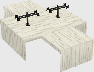 Quad l-shaped office desks