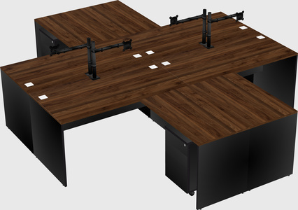 Quad l-shaped office desks