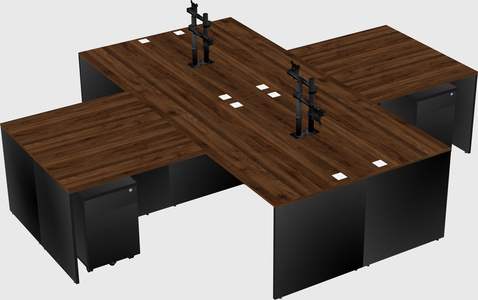 Quad l-shaped office desks