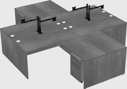 Quad l-shaped office desks