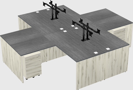 Quad l-shaped office desks
