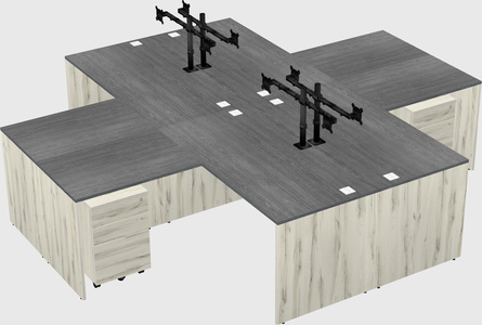 Quad l-shaped office desks
