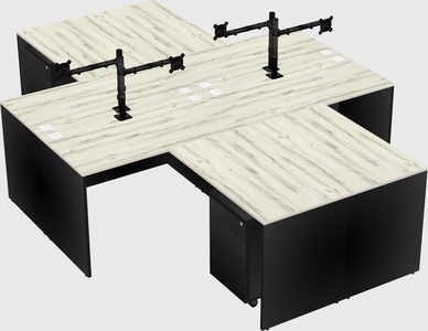 Quad l-shaped office desks
