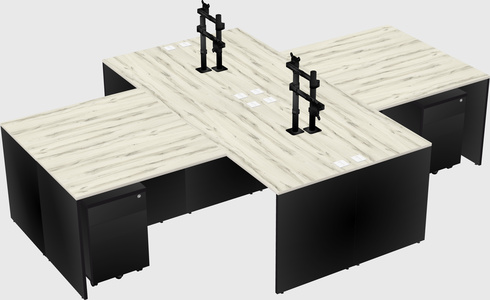 Quad l-shaped office desks