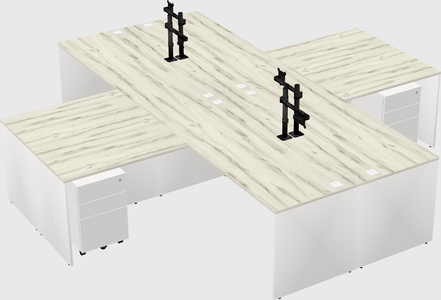Quad l-shaped office desks