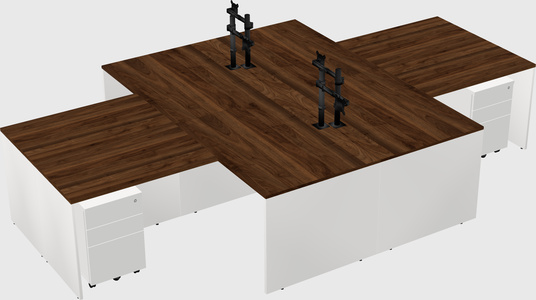 Quad l-shaped office desks