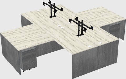 Quad l-shaped office desks