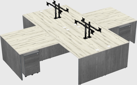 Quad l-shaped office desks