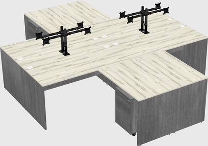 Quad l-shaped office desks