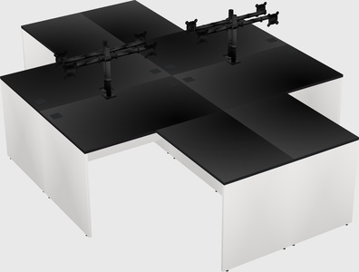 Quad l-shaped office desks