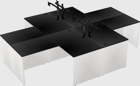 Quad l-shaped office desks