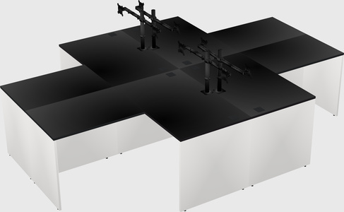 Quad l-shaped office desks