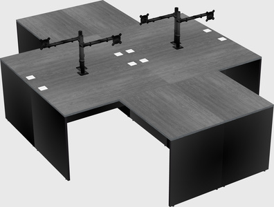 Quad l-shaped office desks
