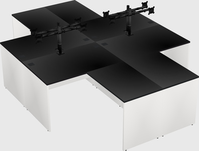 Quad l-shaped office desks