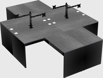 Quad l-shaped office desks