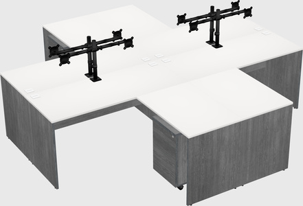 Quad l-shaped office desks