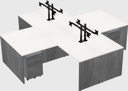Quad l-shaped office desks