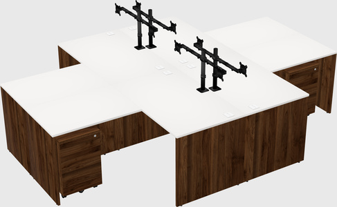 Quad l-shaped office desks