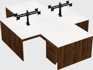 Quad l-shaped office desks