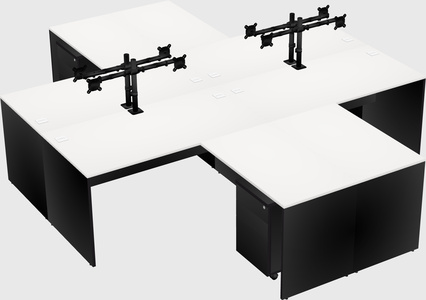 Quad l-shaped office desks