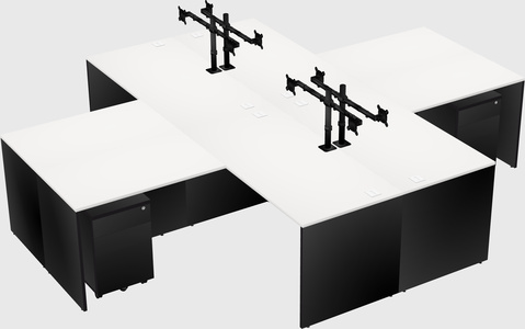 Quad l-shaped office desks