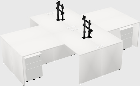 Quad l-shaped office desks