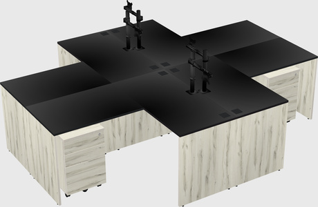 Quad l-shaped office desks