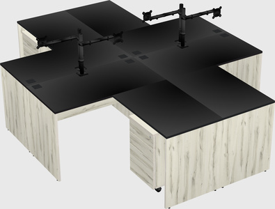 Quad l-shaped office desks