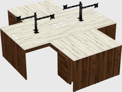 Quad l-shaped office desks