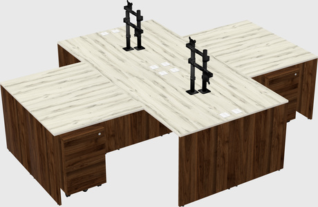 Quad l-shaped office desks