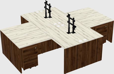 Quad l-shaped office desks