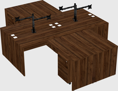 Quad l-shaped office desks