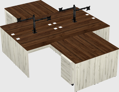 Quad l-shaped office desks