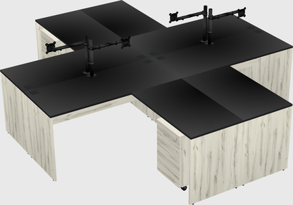 Quad l-shaped office desks
