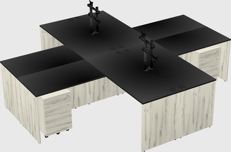 Quad l-shaped office desks