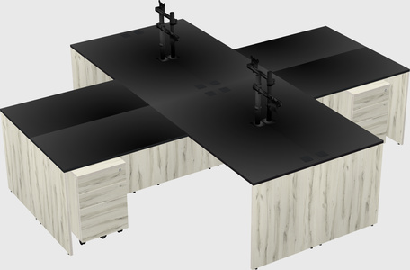 Quad l-shaped office desks