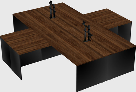 Bureaux de bureau quadruples en forme de l