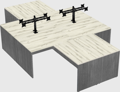 Quad l-shaped office desks