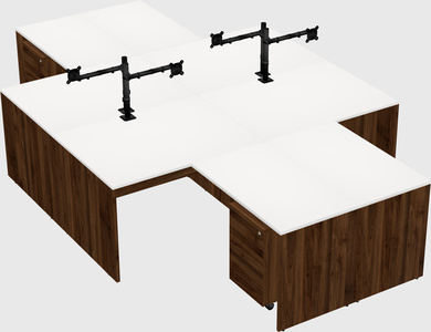 Quad l-shaped office desks