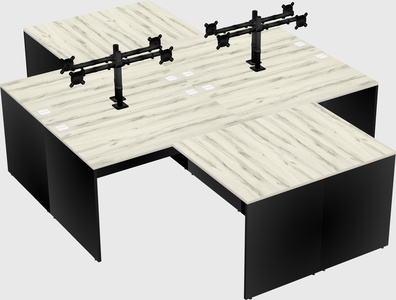 Quad l-shaped office desks