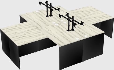 Quad l-shaped office desks
