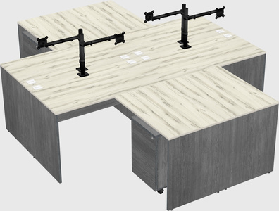 Quad l-shaped office desks