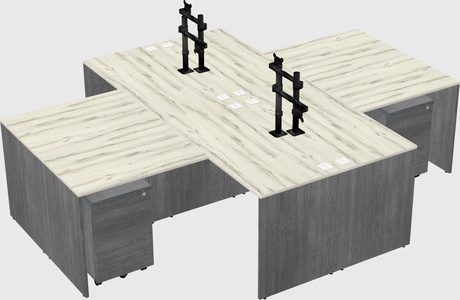 Quad l-shaped office desks