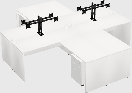 Quad l-shaped office desks