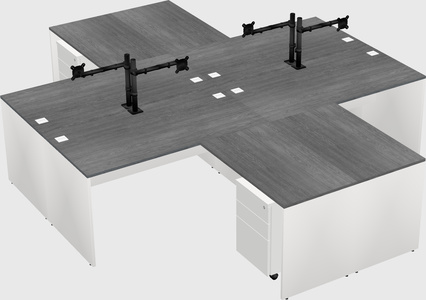 Quad l-shaped office desks