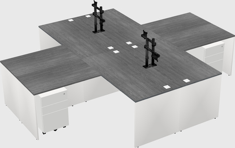 Quad l-shaped office desks