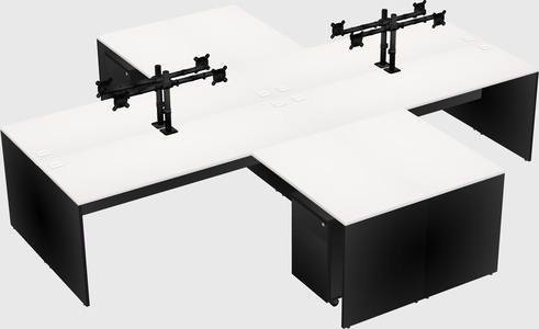 Quad l-shaped office desks